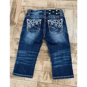 Miss Me Bling Girls Heart Capri Denim Jeans Sz 10